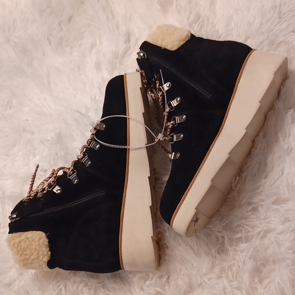 Sanctuary Womens Apres Black Faux Fur Suede Winter & Snow Boots Shoes - Picture 9 of 13